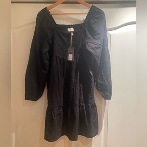 NWT Universal Thread Black Tiered Mini / Short Dress Size M Puff Sleeve Boho